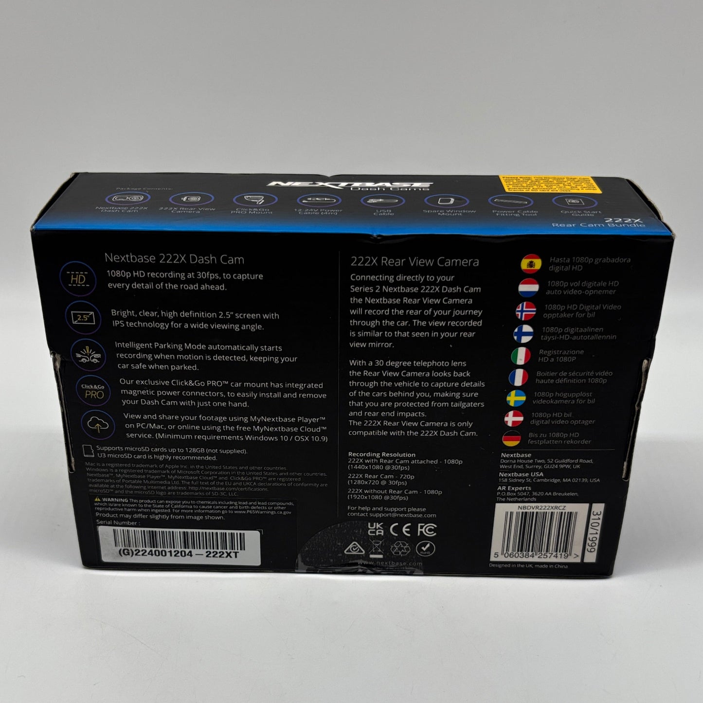 New Nextbase Dash Cams Rear Cam Bundle 222X