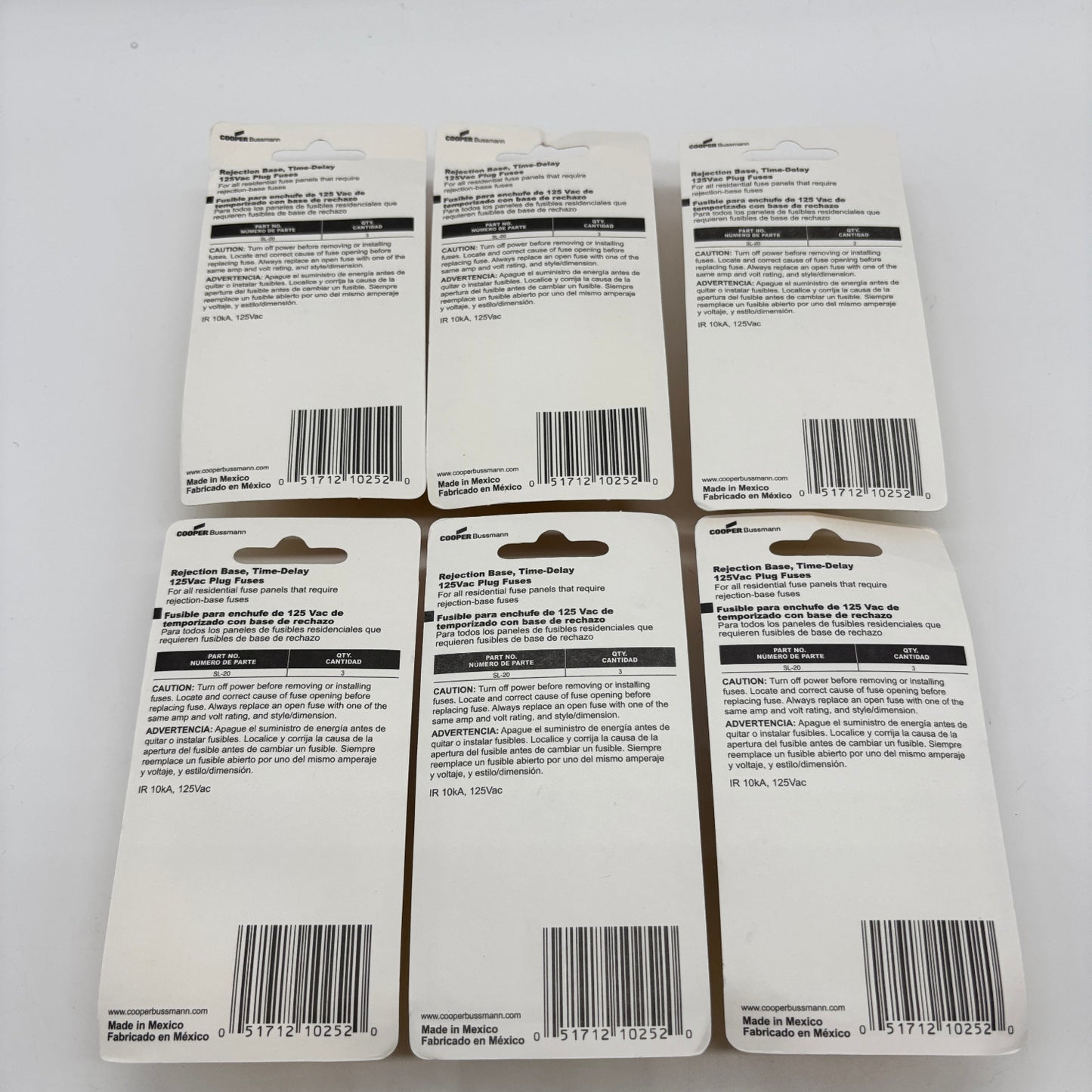 New Bussmann 20A BP-SL-20 Time-Delay Fuse - 18 Total Fuses