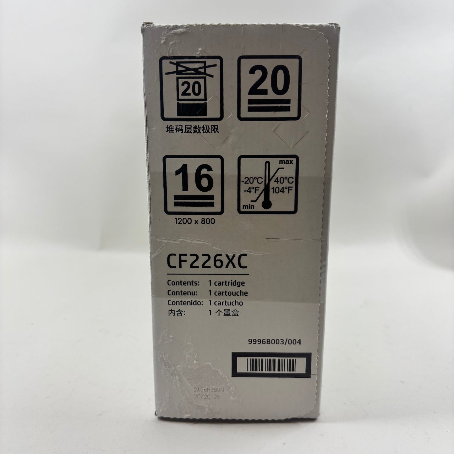 New HP CF226XC CF226-00913 Black LaserJet Toner Cartridge MFG Date 01/2022