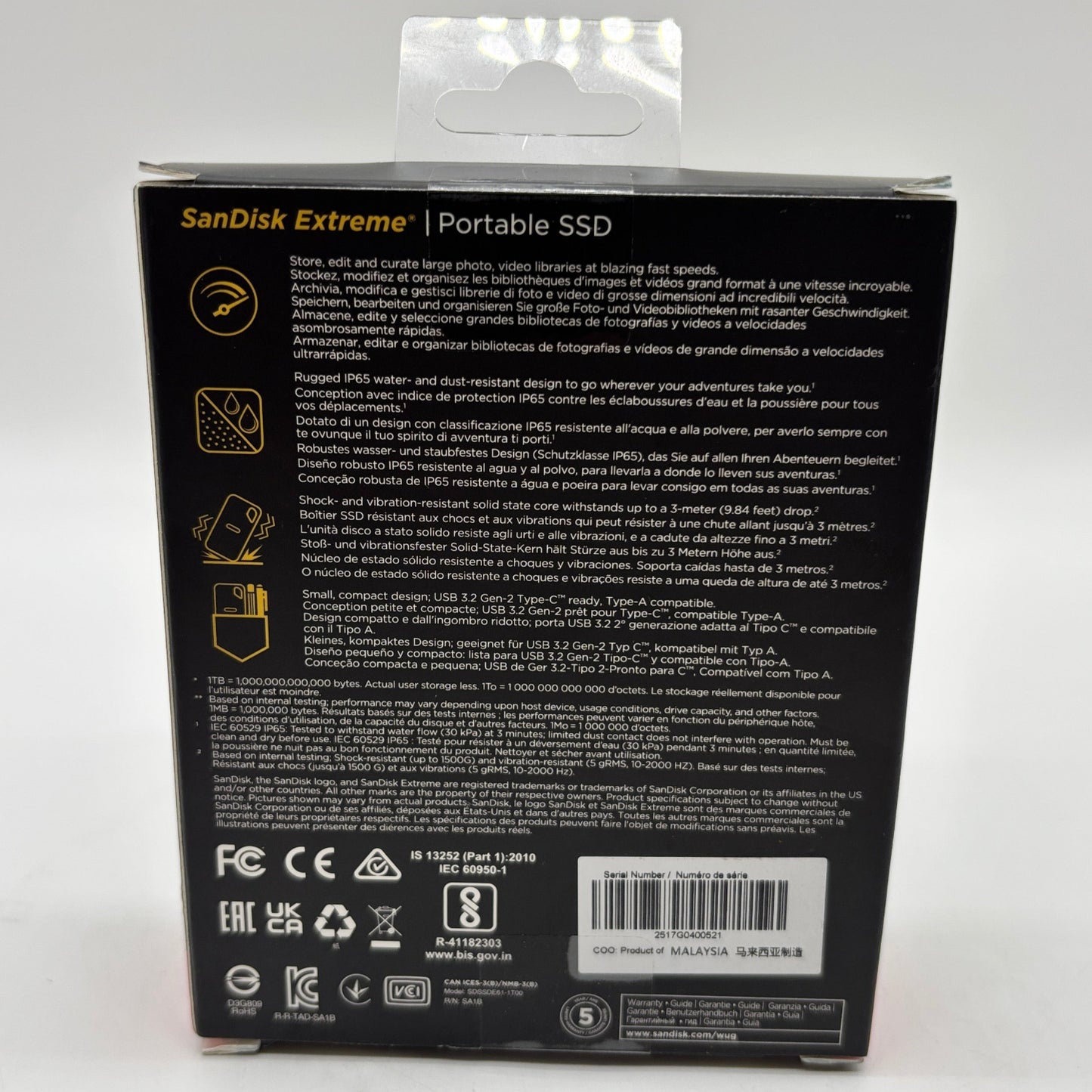 New SanDisk Extreme 1TB Portable SSD SDSSDE61-1T00-G25