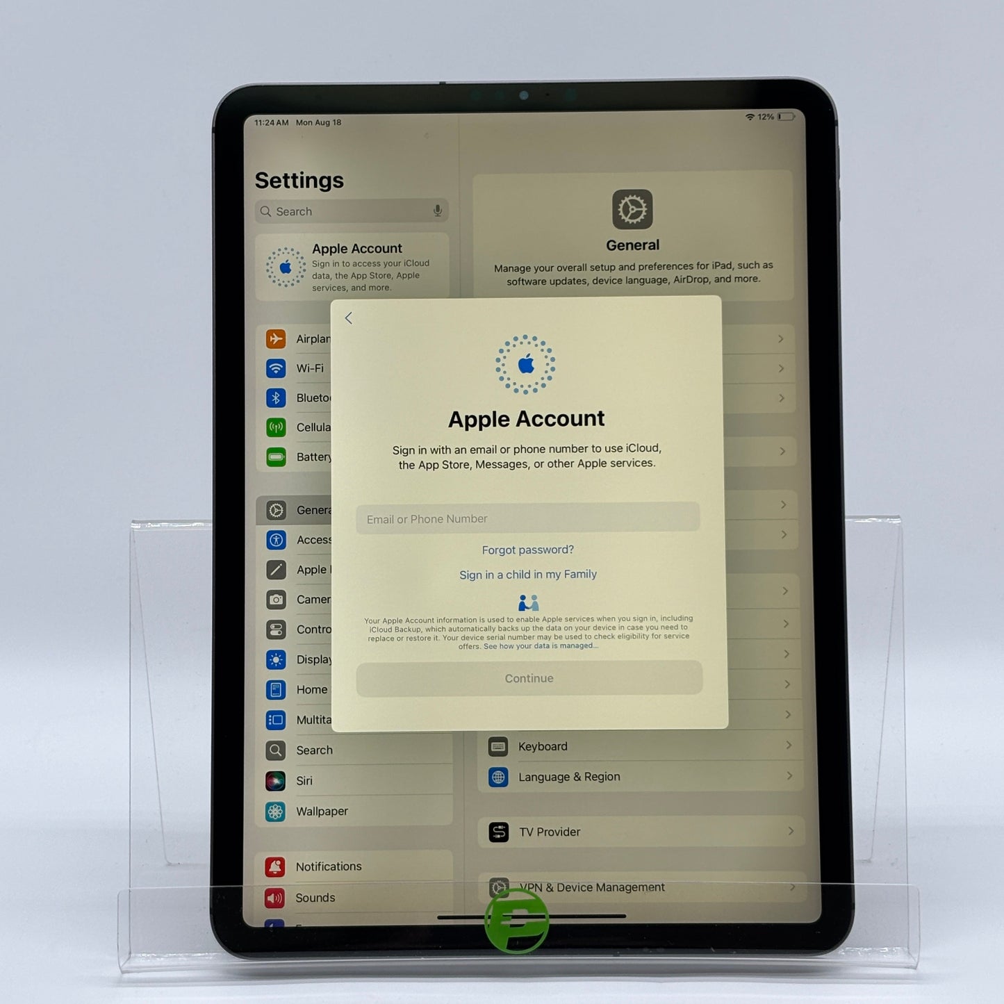 Unlocked Apple iPad Pro 11" 2nd Gen 256GB Space gray MXEW2LL/A