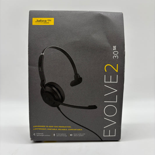 New Jabra Evolve 2 30se Corded Headset Black HSC141