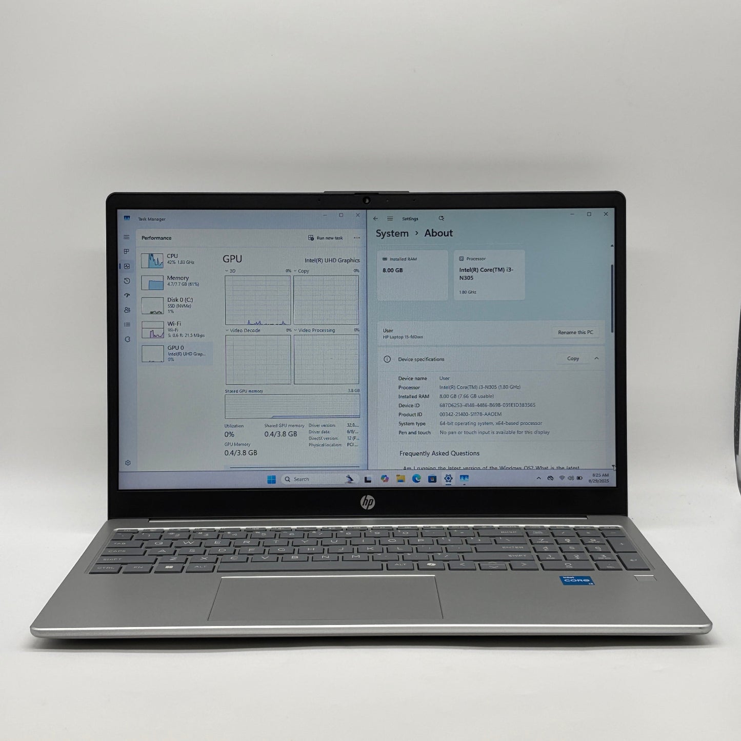 HP Laptop 15-fd0027st 15.6" i3-N305 1.8GHz 8GB RAM 256GB SSD
