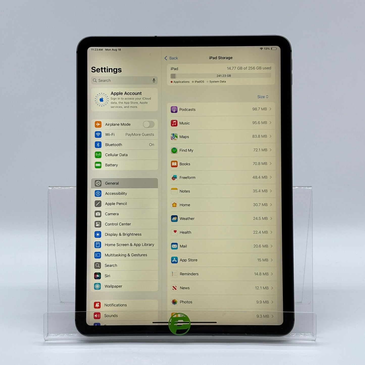 Unlocked Apple iPad Pro 11" 2nd Gen 256GB Space gray MXEW2LL/A