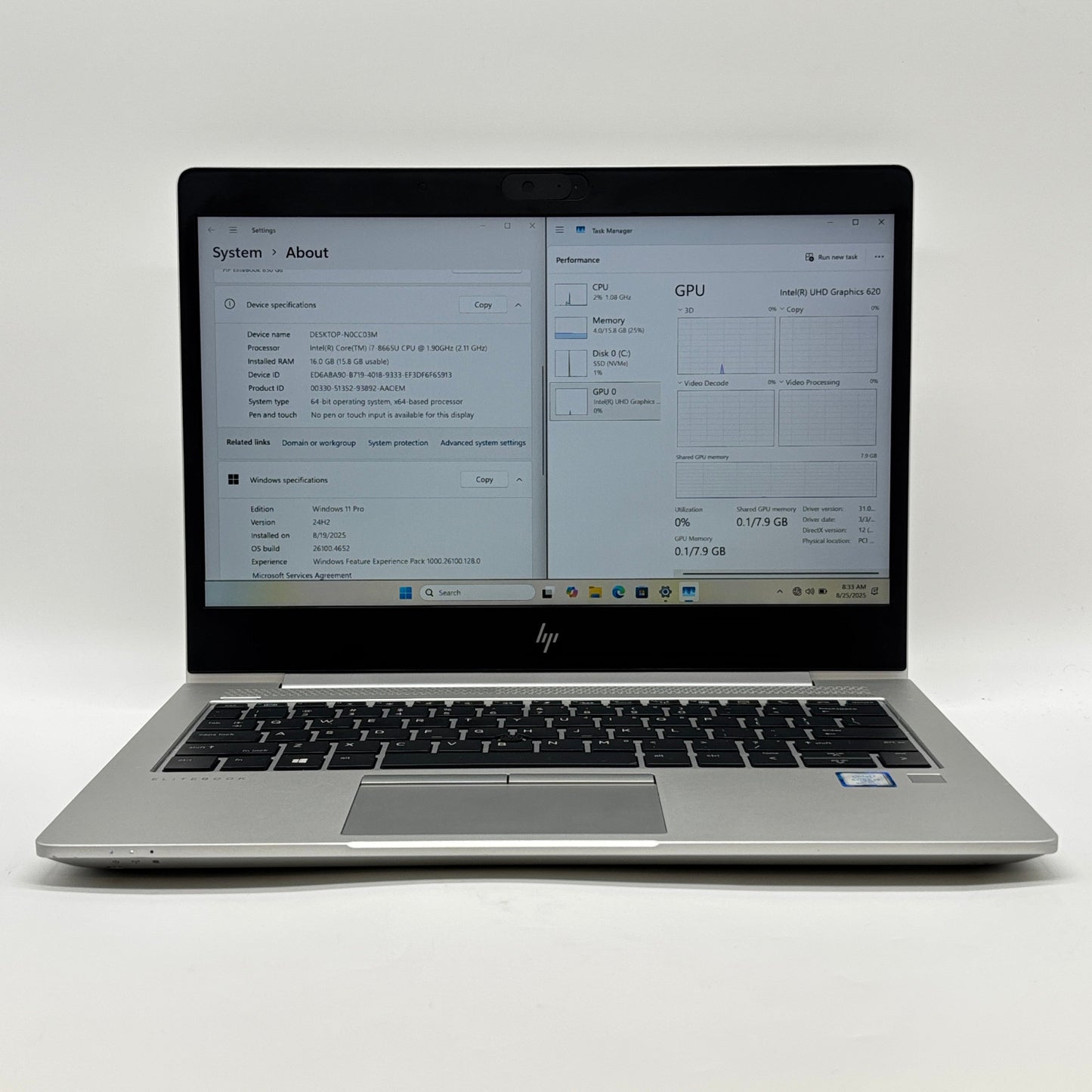 HP Elitebook 830 G6 AX200GNW 13.3" i7-8665U 2.1GHz 16GB RAM 256GB SSD