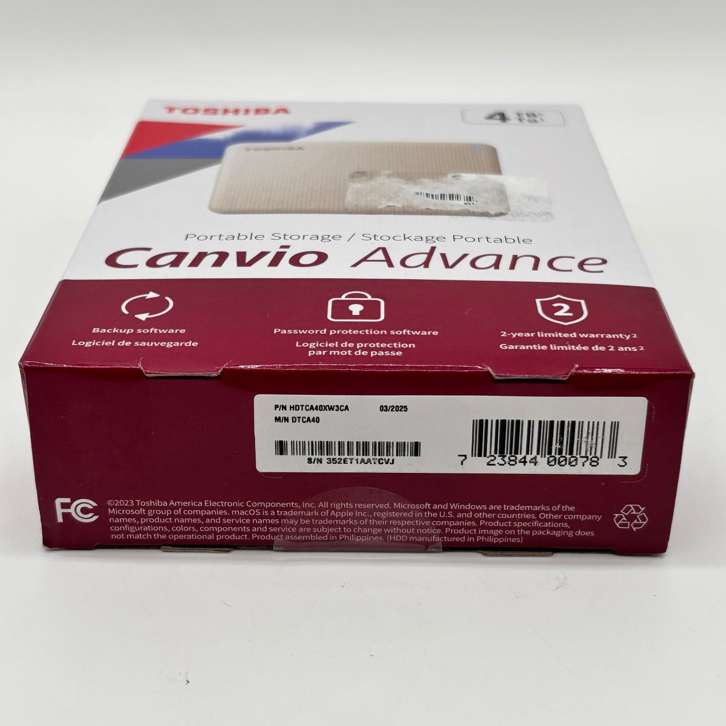 New Toshiba Canvio Advance 4TB Portable SSD DTCA40