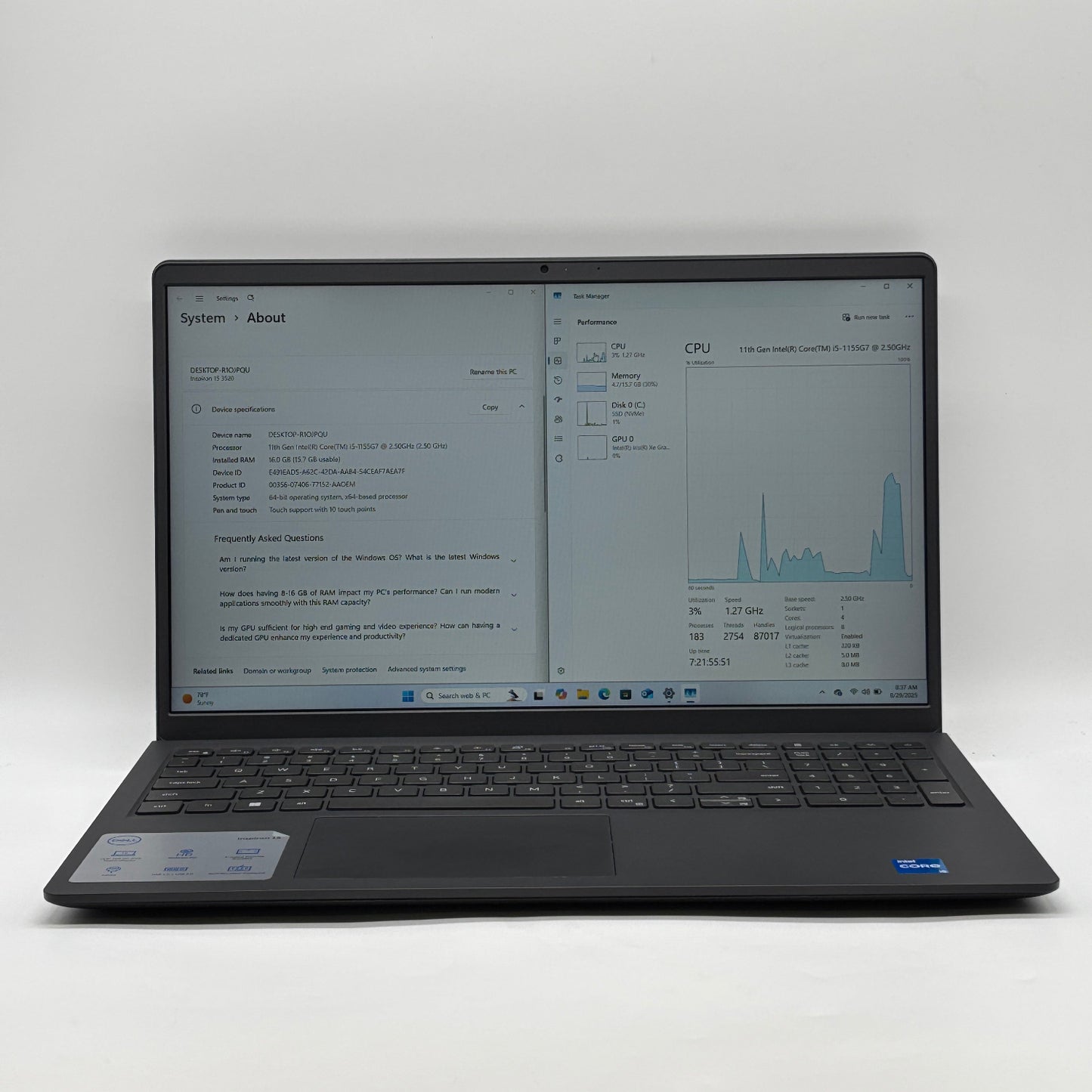 Dell Inspiron 15 3520 P12F 15.6" i5-1155G7 2.5GHz 16GB RAM 512GB SSD