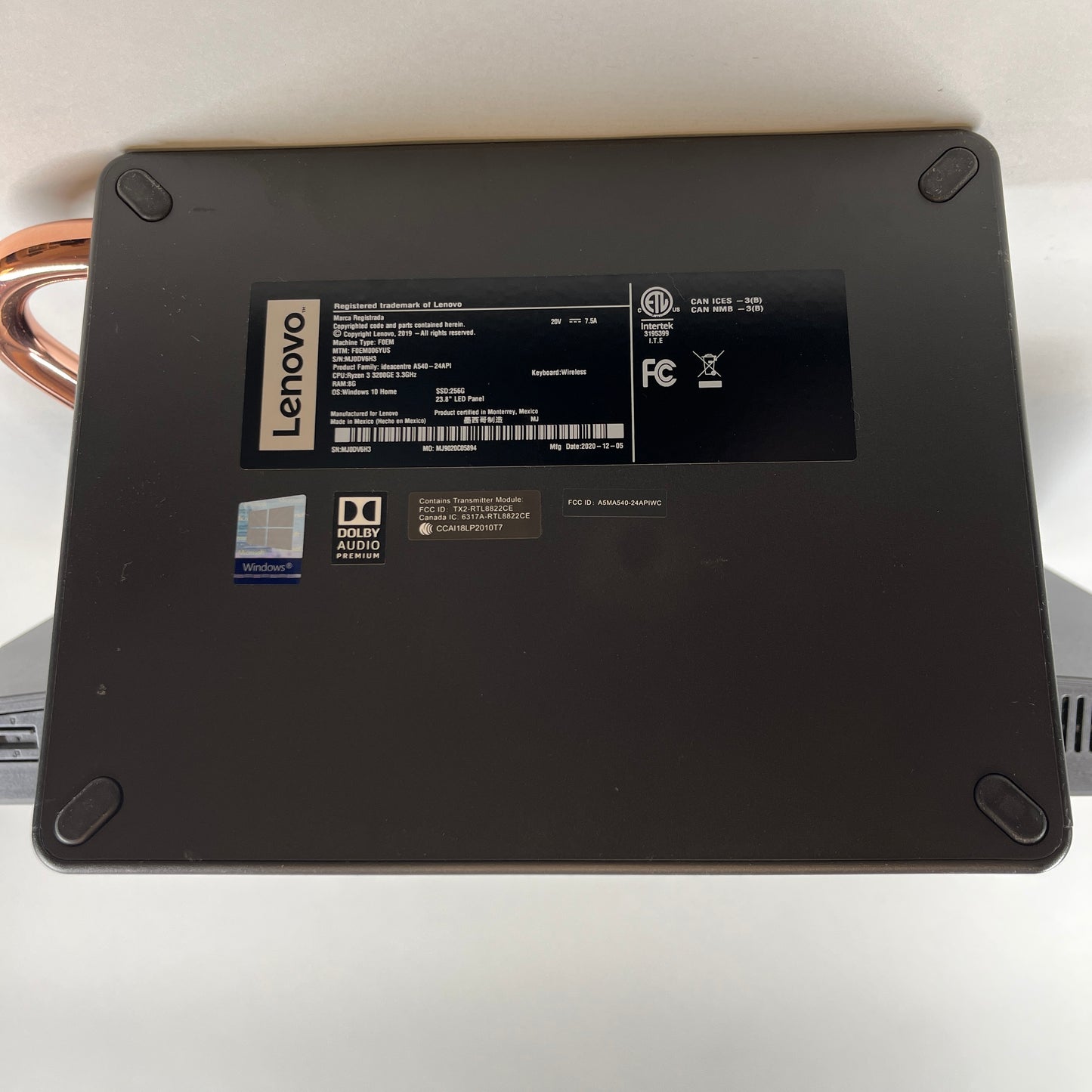 Lenovo Ideacentre AIO A540-24API 23.8" Ryzen 3 3200GE 3.30GHz 8GB RAM 256GB SSD