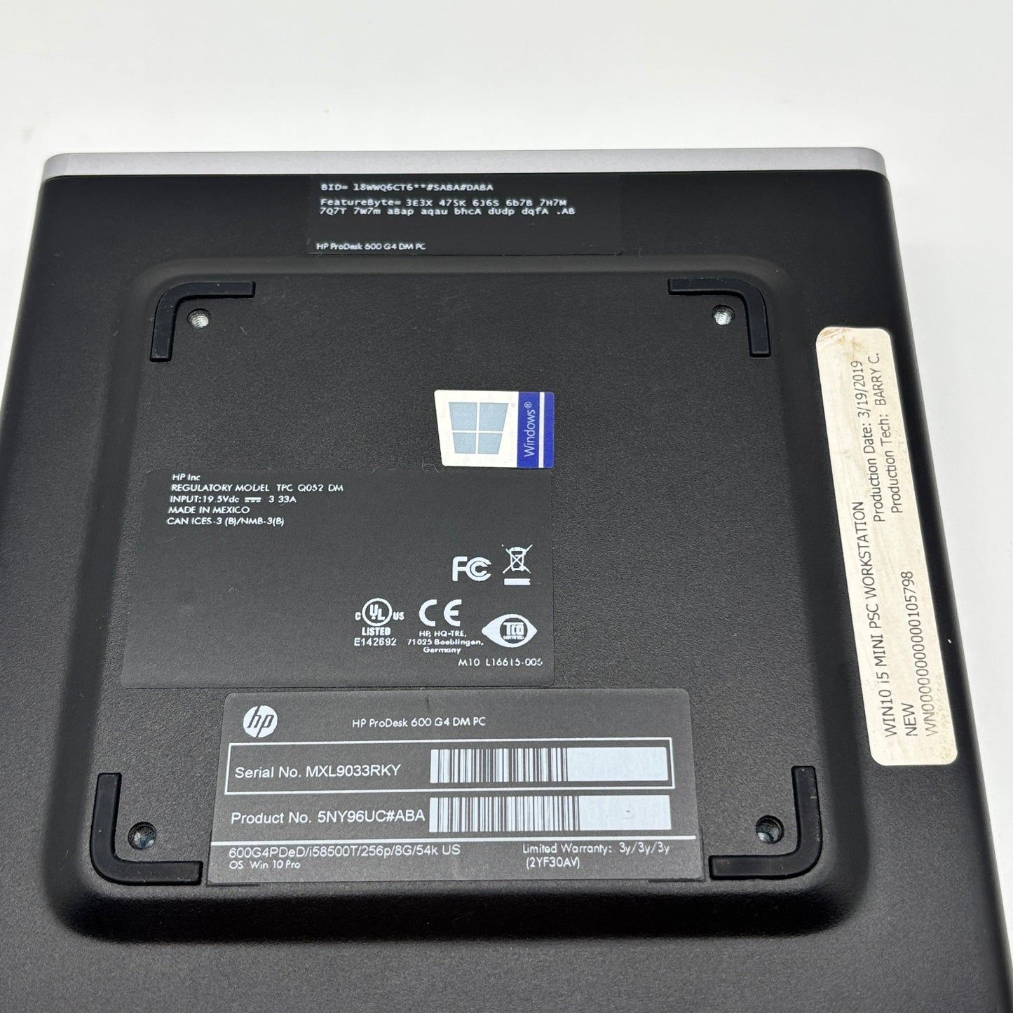HP ProDesk 600 G4 DM PC i5-8500T 2.1GHz 8GB RAM 256GB SSD