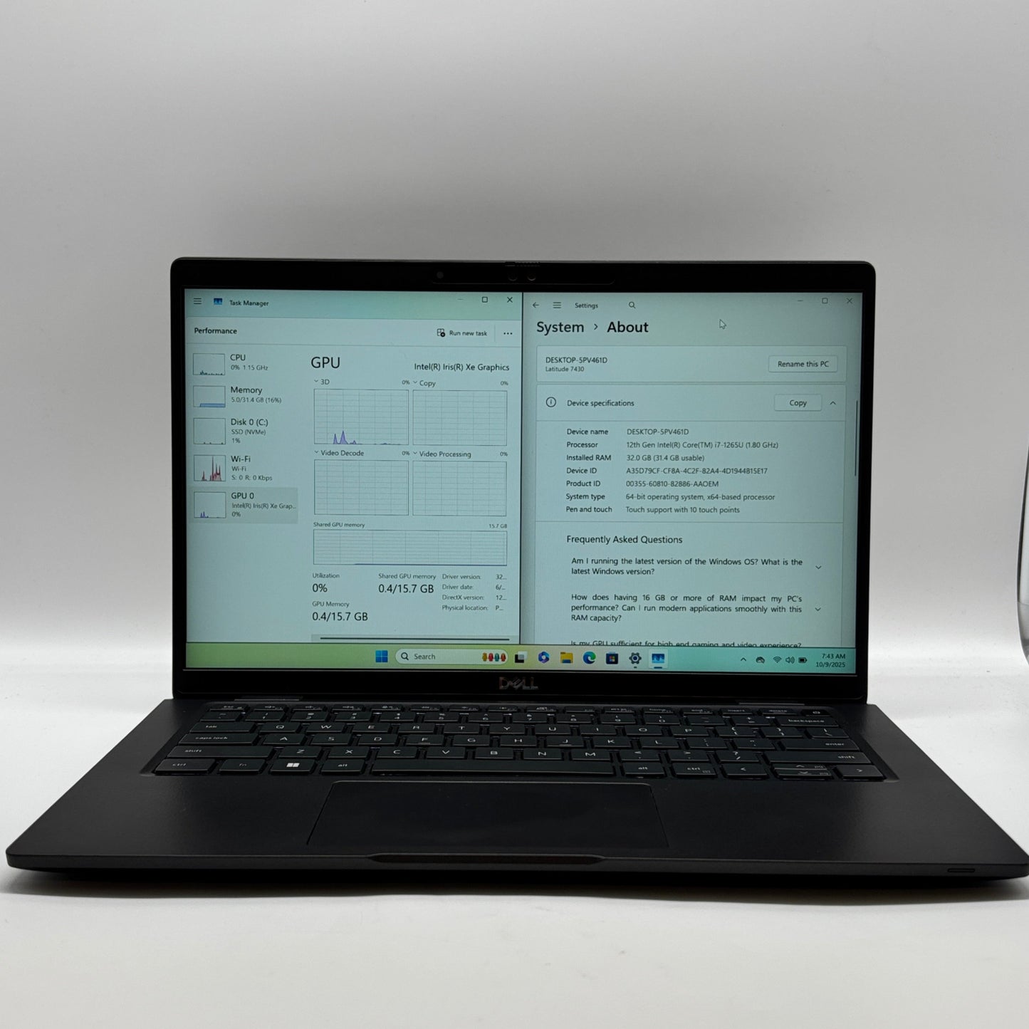 Dell Latitude 7430 14" i7-1265U 1.8GHz 32GB RAM 512GB SSD