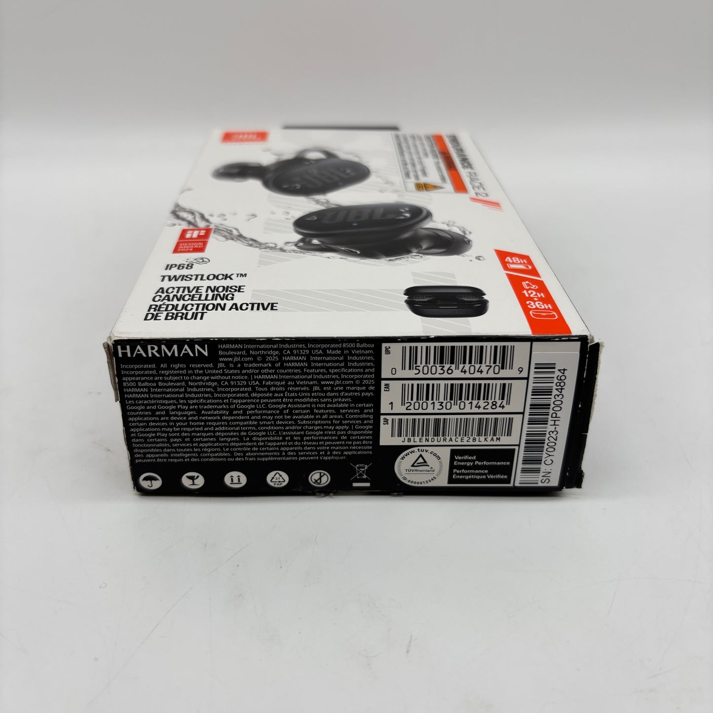 New JBL Endurance Race 2 Noise Cancelling Wireless Earbuds Black IP68