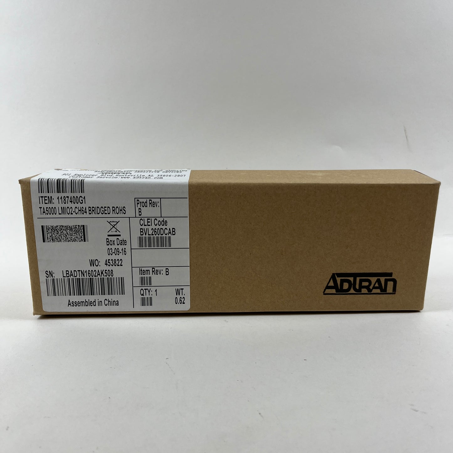 New ADTRAN TA5000 LMIO2-CH64 BRIDGED REAR PANEL 1187400G1