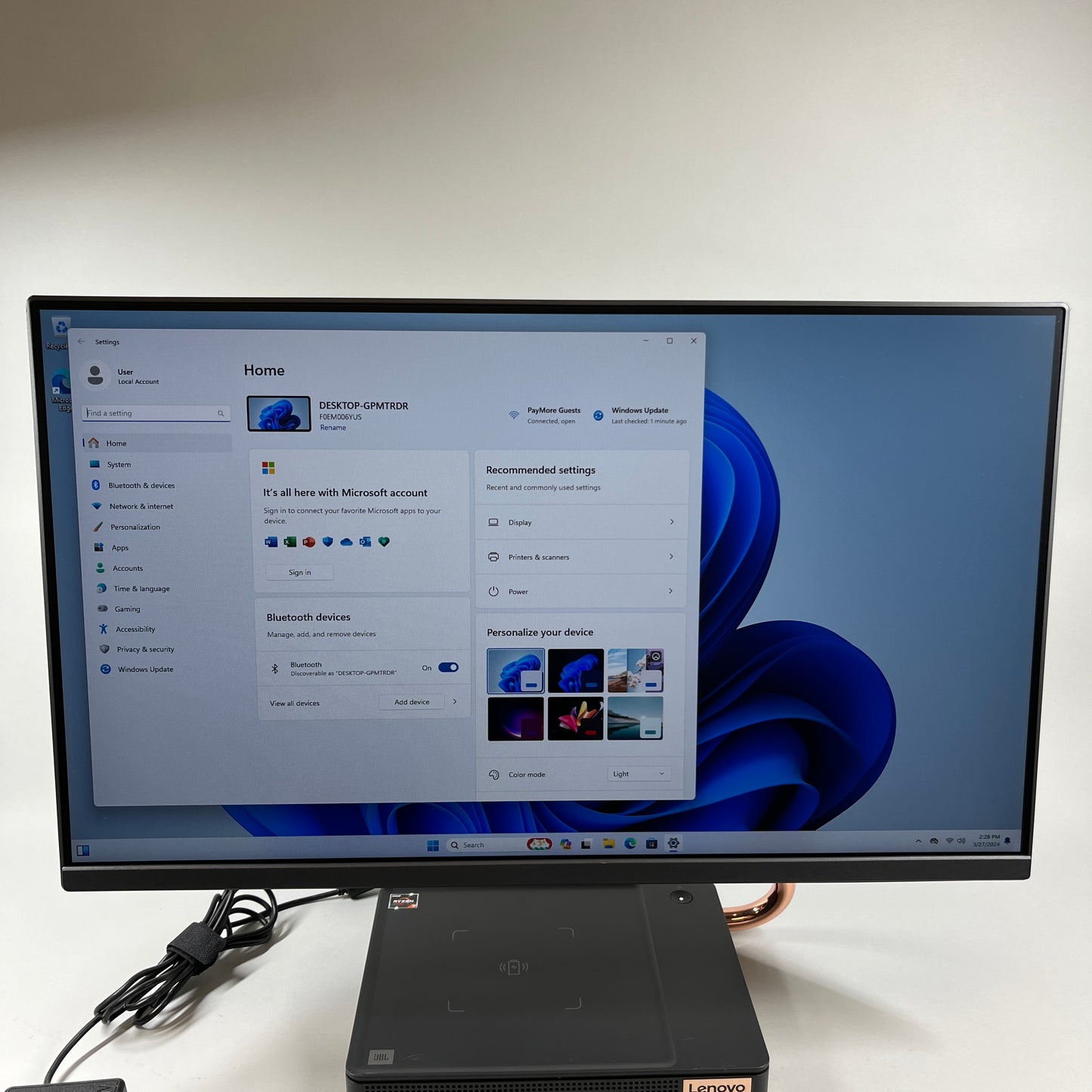 Lenovo Ideacentre AIO A540-24API 23.8" Ryzen 3 3200GE 3.30GHz 8GB RAM 256GB SSD