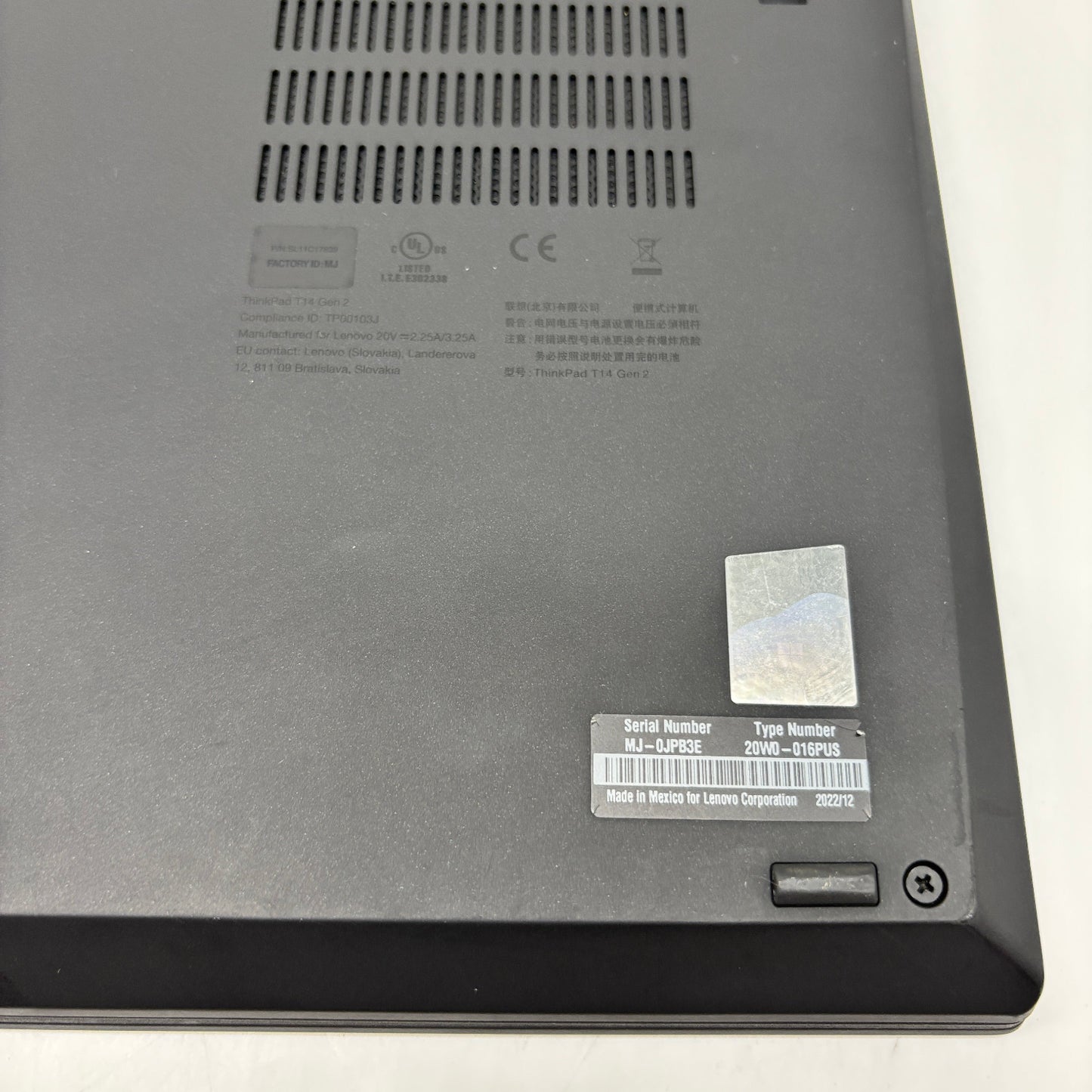 Lenovo ThinkPad T14 Gen 2 20W0016PUS 14" i5-1145G7 2.6GHz 16GB RAM 512GB SSD