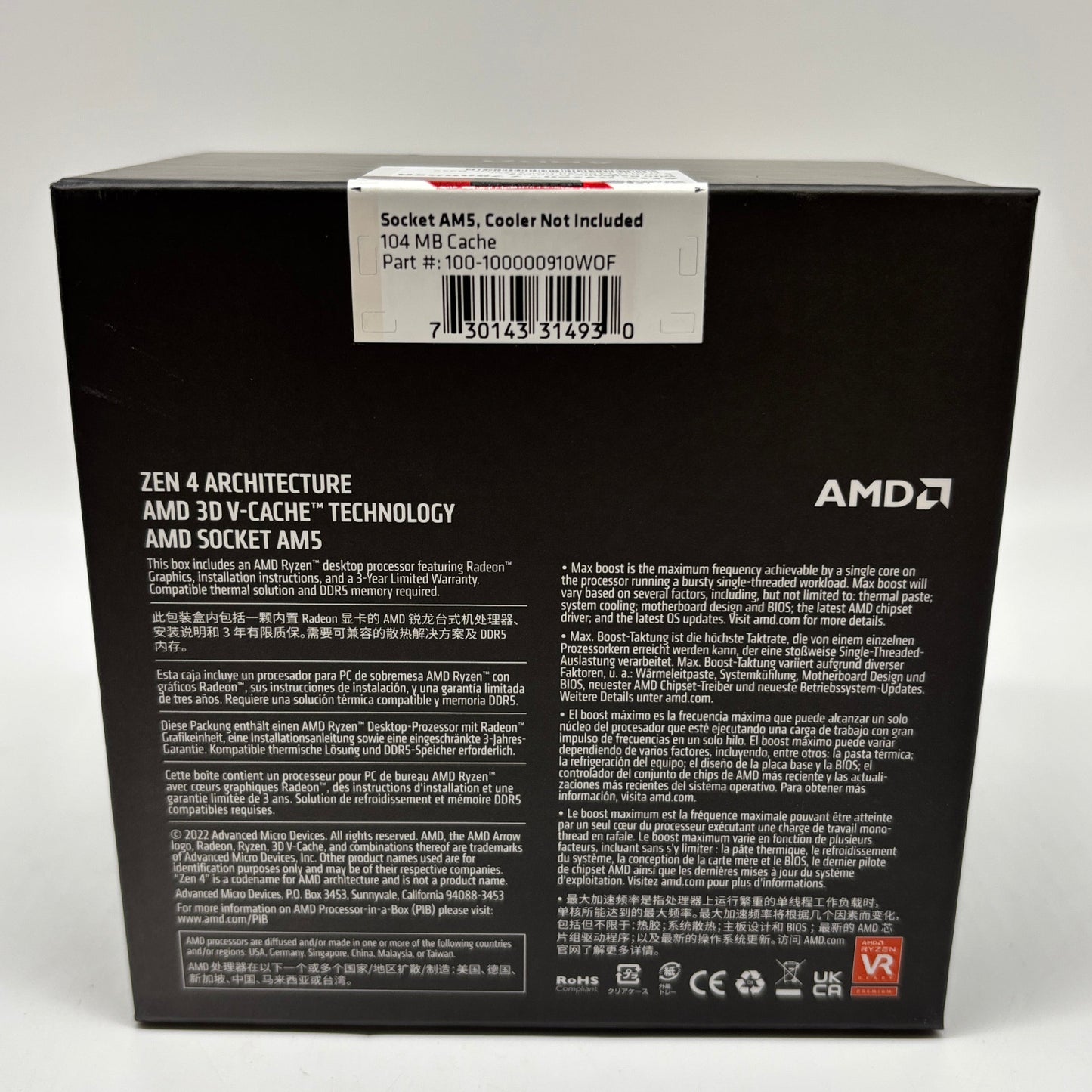 New AMD Ryzen 7 7800X3D 4.20GHz 8 Core 100-000000910 16 Thread AM5