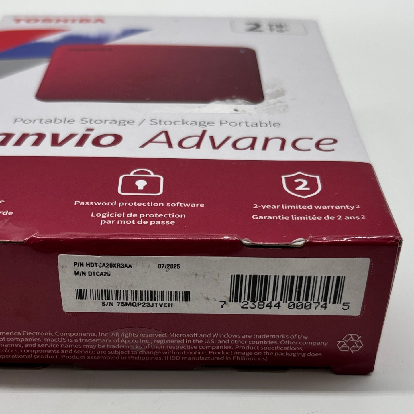 New Toshiba Canvio Advance Portable SSD HDTCA20XR3AA