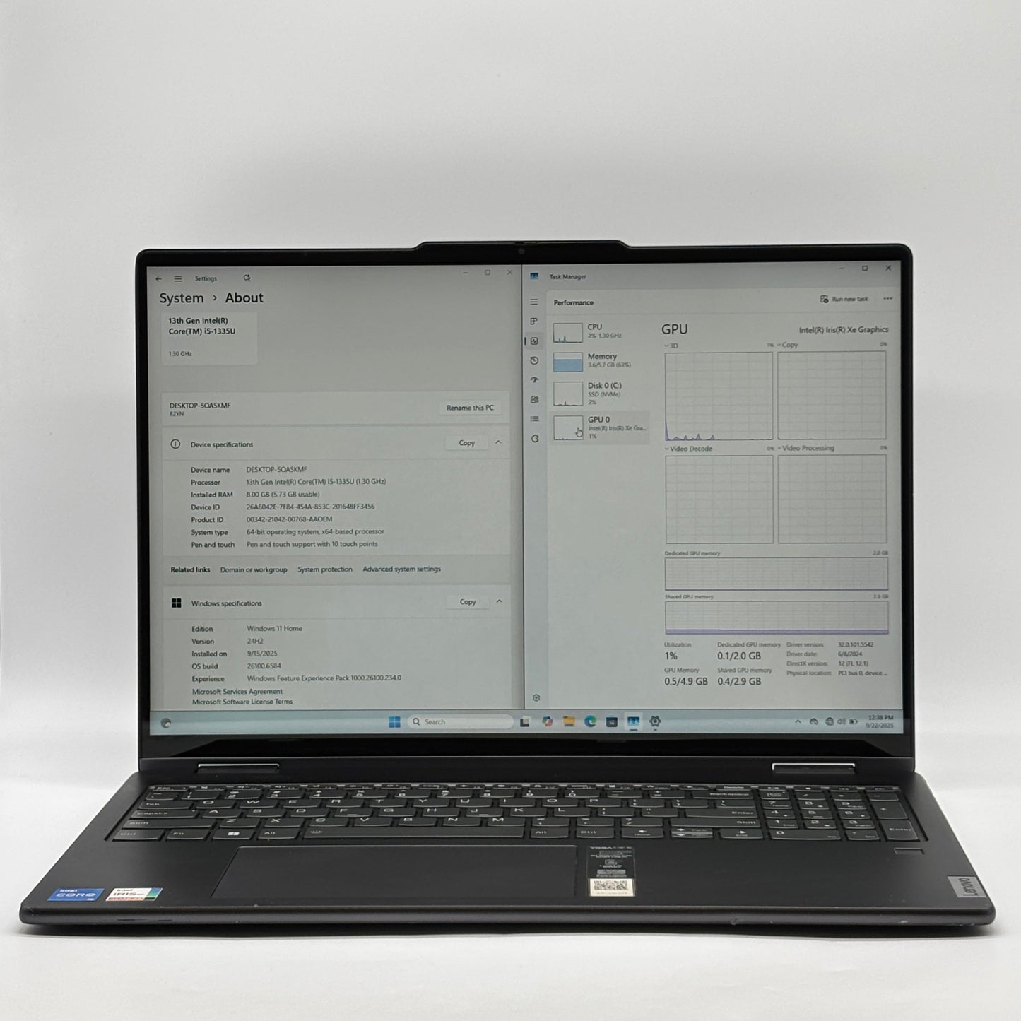 Lenovo Yoga 7 16IRL8 16" i5-1335U 1.3GHz 8GB RAM 512GB SSD