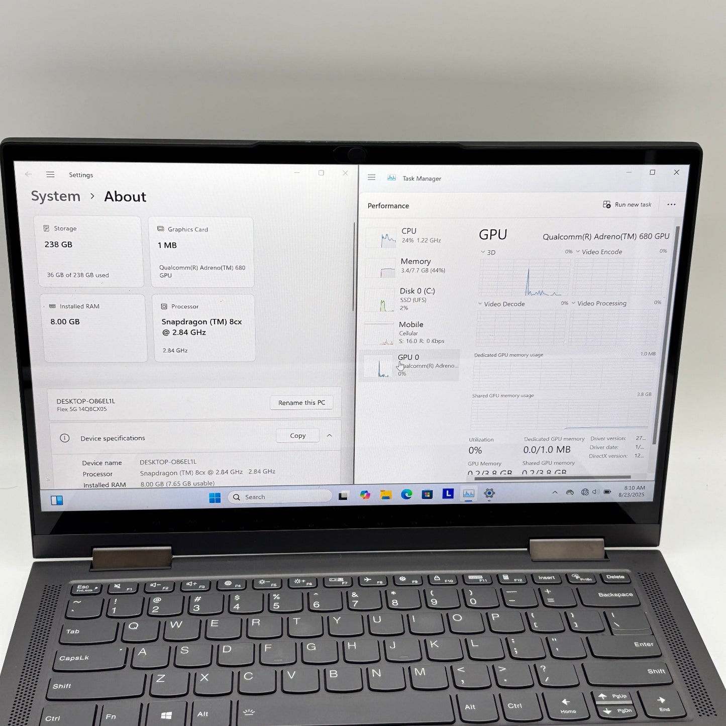 Lenovo Flex 5G 82AK 13.3" Snapdragon 8cx 2.8GHz 8GB RAM 256GB SSD