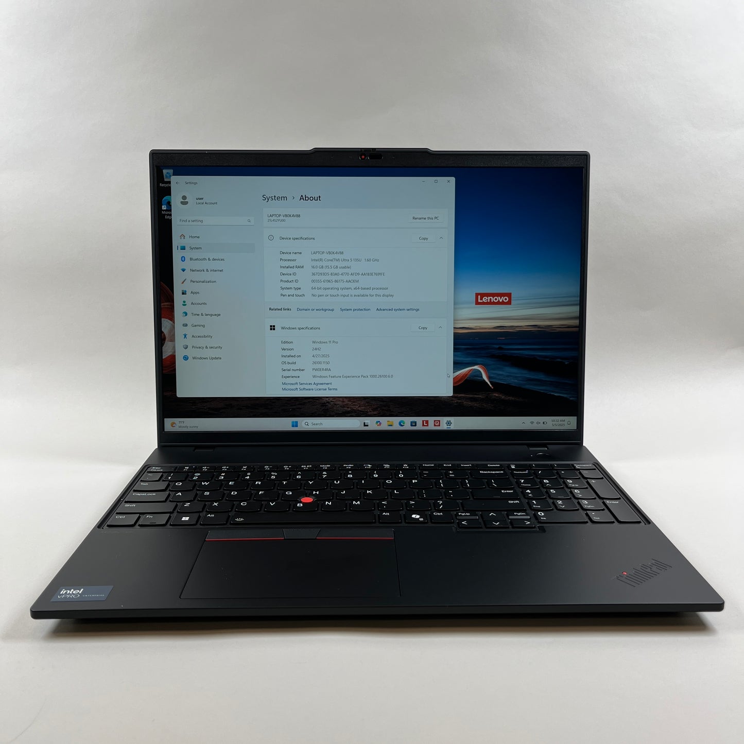 Lenovo ThinkPad L16 Gen 1 WUXGA 16" Core Ultra 5 135U 1.6GHz 16GB RAM 256GB SSD