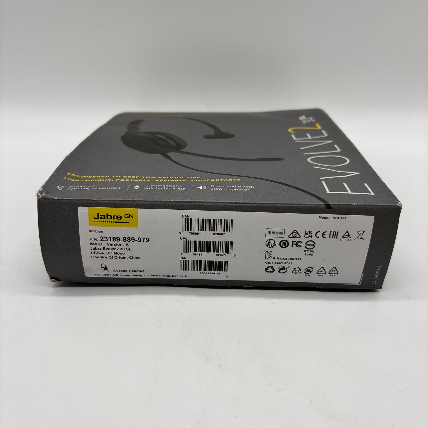 New Jabra Evolve 2 30se Corded Headset Black HSC141