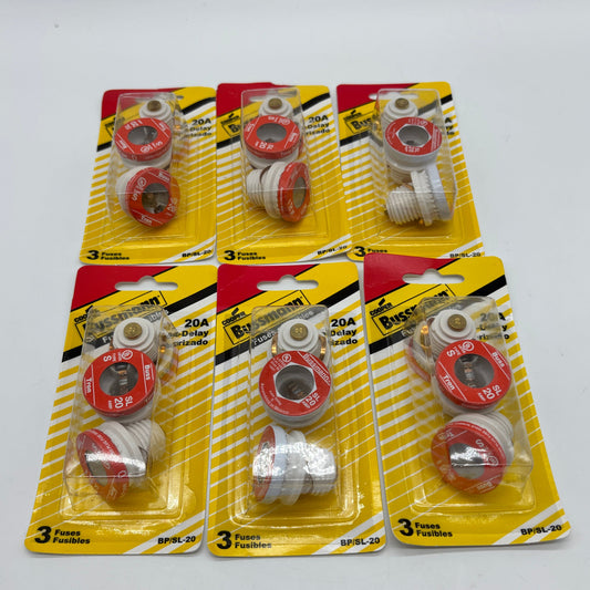 New Bussmann 20A BP-SL-20 Time-Delay Fuse - 18 Total Fuses
