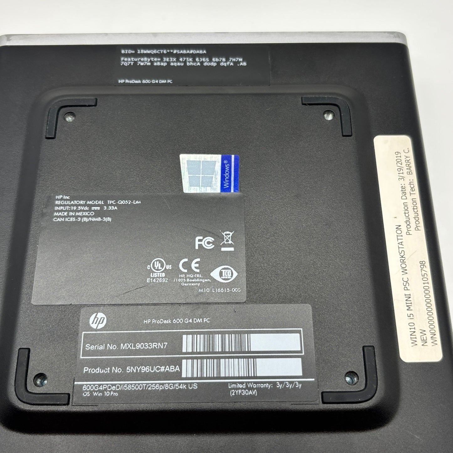 HP ProDesk 600 G4 DM I5-8500T 2.10GHz 8GB RAM 256GB SSD