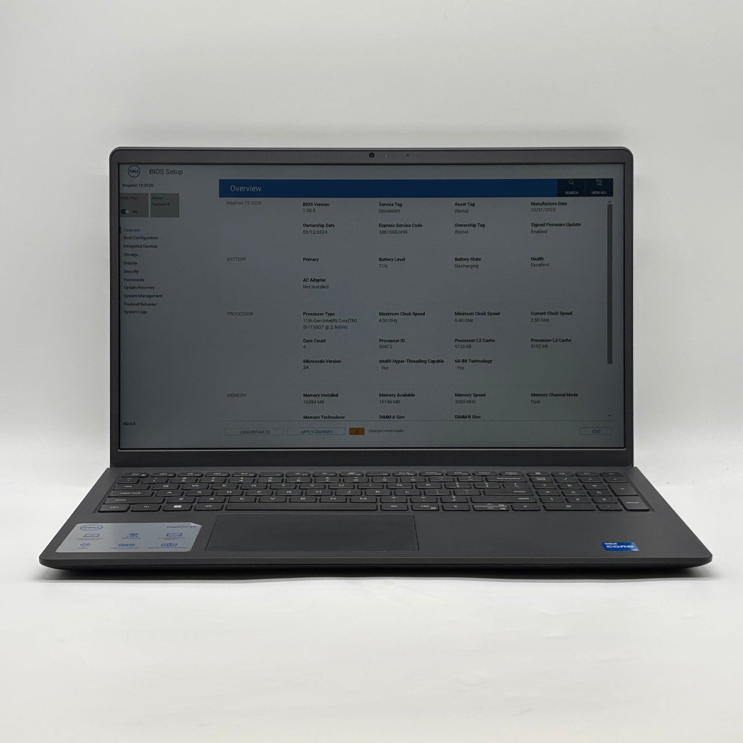 Dell Inspiron 15 3520 P12F 15.6" i5-1155G7 2.5GHz 16GB RAM 512GB SSD