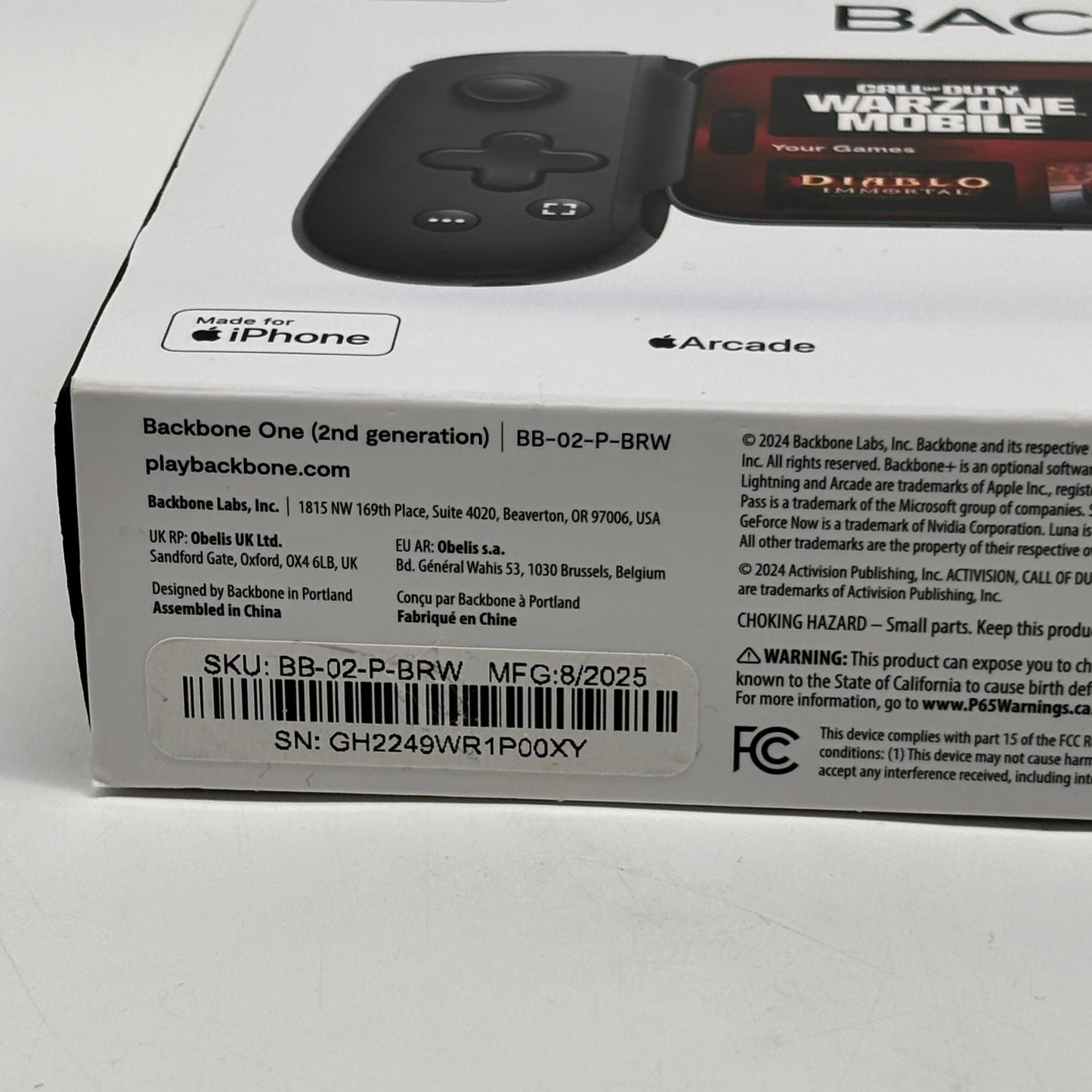 New Backbone Backbone One 2nd Generation Mobile Gaming Controller BB-02-P-BRW