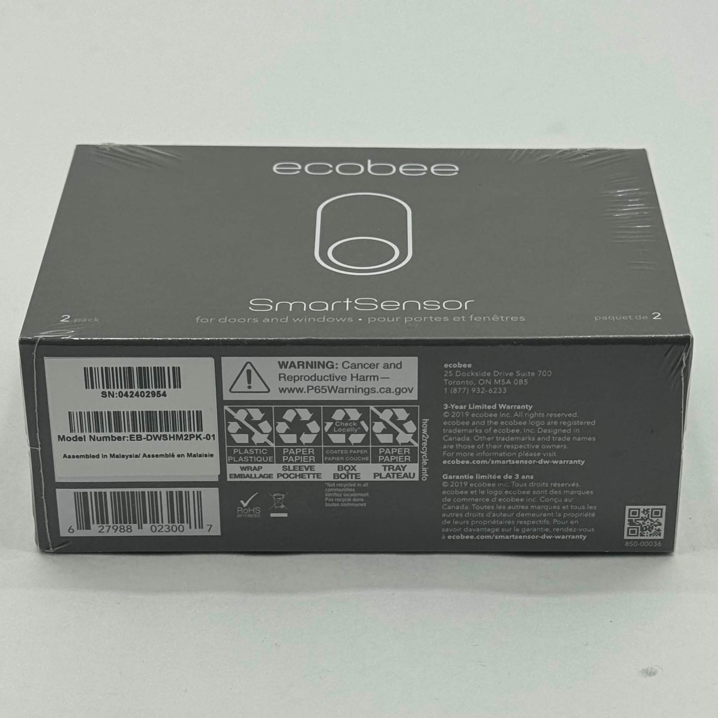 New Ecobee SmartSensor for Doors & Windows EB-DWSHM2PK-01
