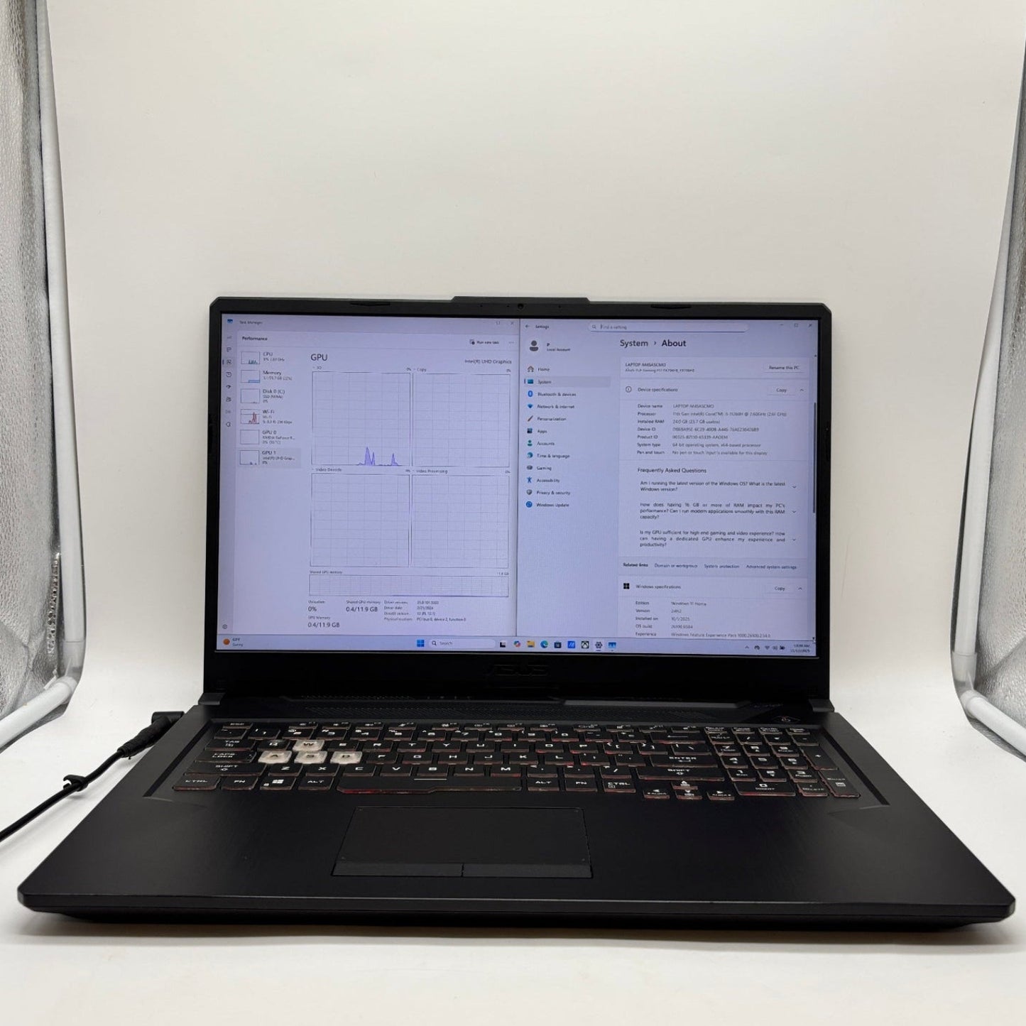 Broken Asus TUF F17 FX706H 17" i5-11260H  16GB RAM 512GB SSD RTX 3050 - Bad Batt