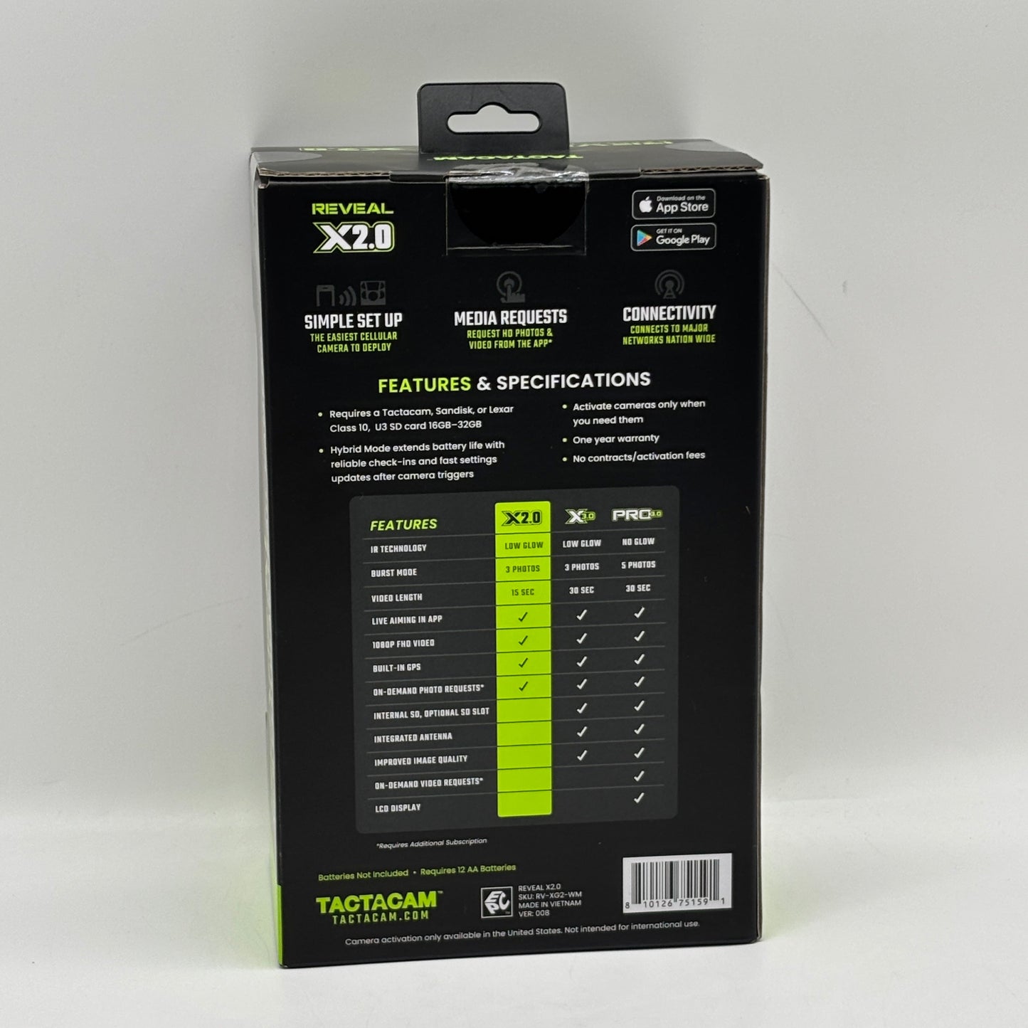 New Tactacam Reveal X 2.0 Cellular Trail Camera RV-XG2-WM