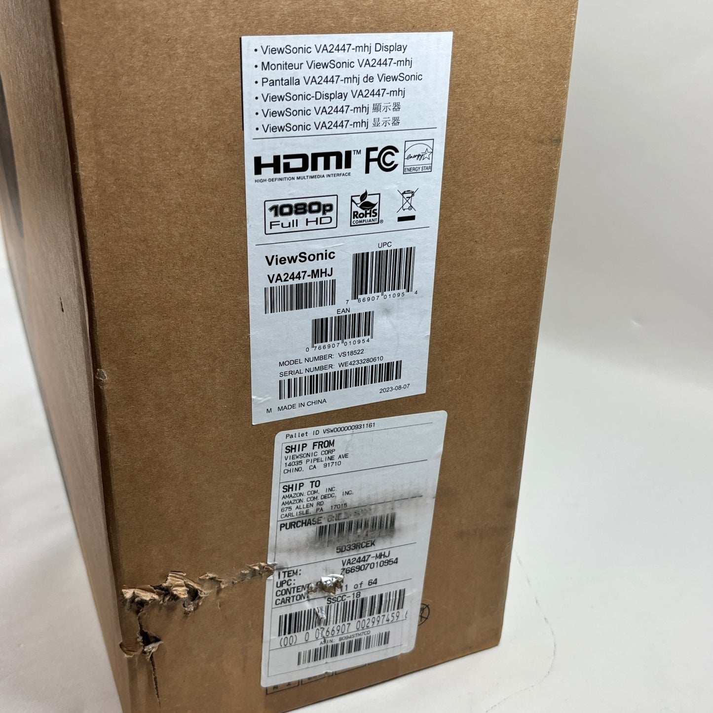 New ViewSonic 24" VA2447-MHJ LED FHD 75Hz LED Monitor