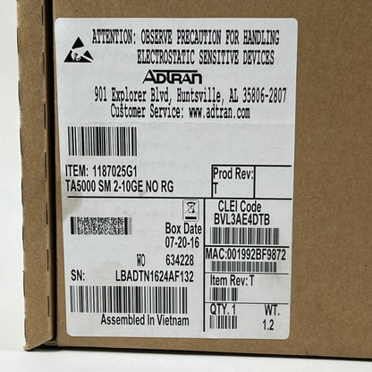 New Adtran TA500 SM 2-10GE NO RG Switch Module 1187025G1