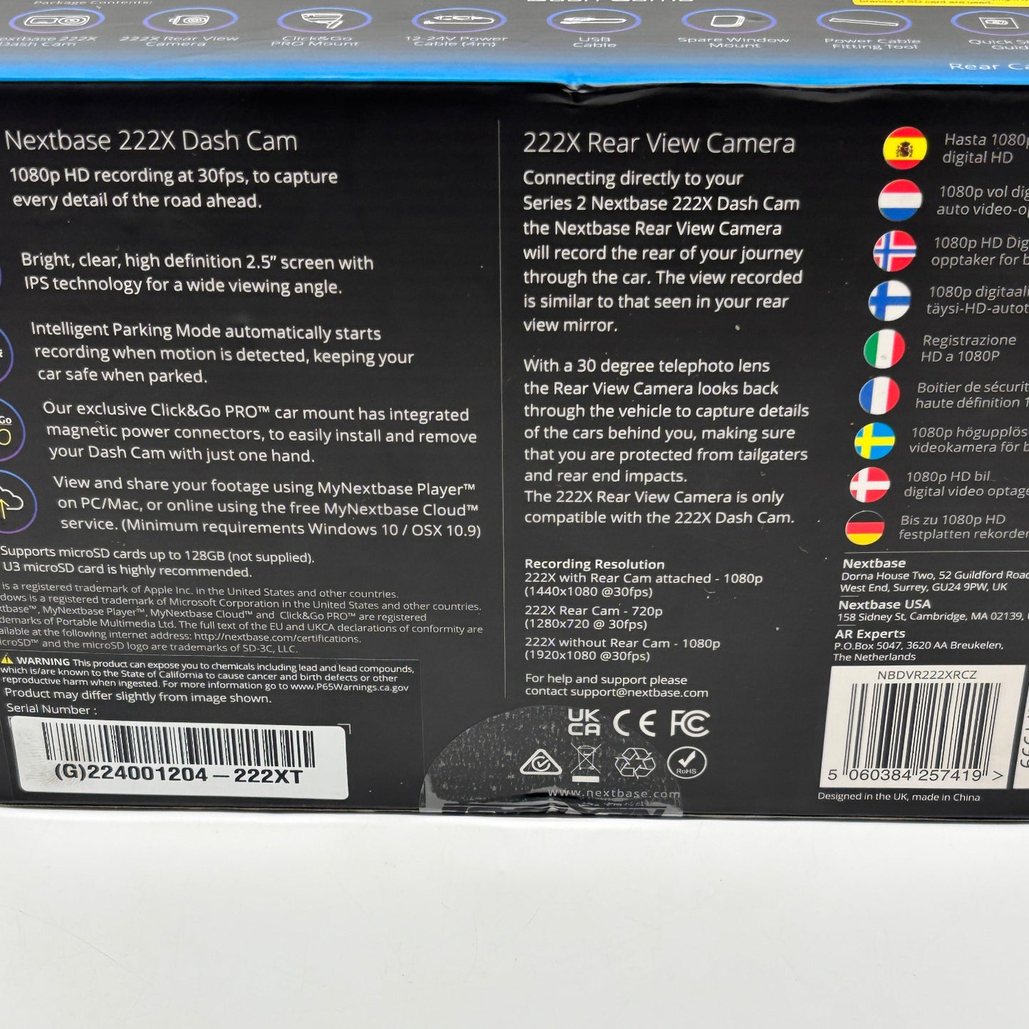 New Nextbase Dash Cams Rear Cam Bundle 222X