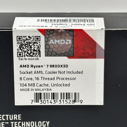 AMD Ryzen 7 9800X3D 5.20GHz 8 Core 100-000001084 16 Thread AM5