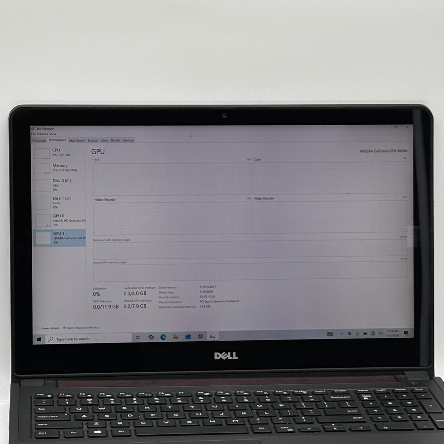 Dell Inspiron 15-7559 15.6" i7-6700HQ 16GB RAM 1TB SSD 1TB HDD GeForce GTX 960M