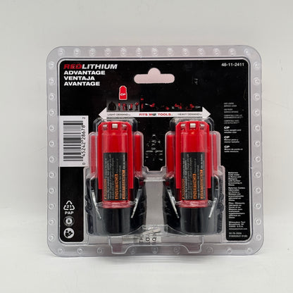 New Milwaukee 48-11-2411 M12 12V M12 CP 2 Pack Battery