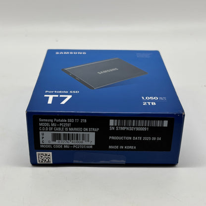 New Samsung T7 Portable 2TB SSD MU-PC2T0T