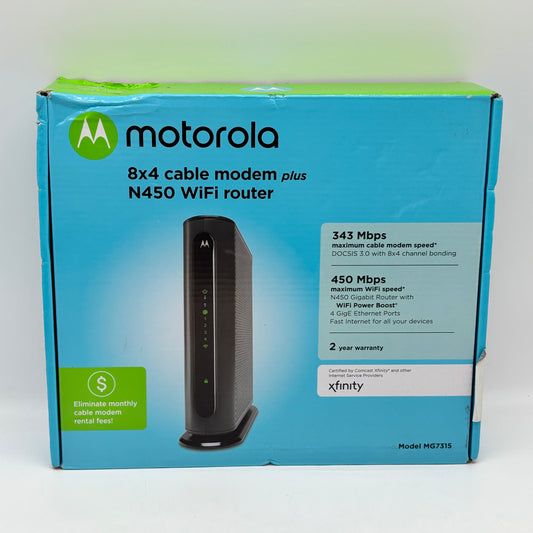 New Motorola MG7315 Cable Modem Plus Router