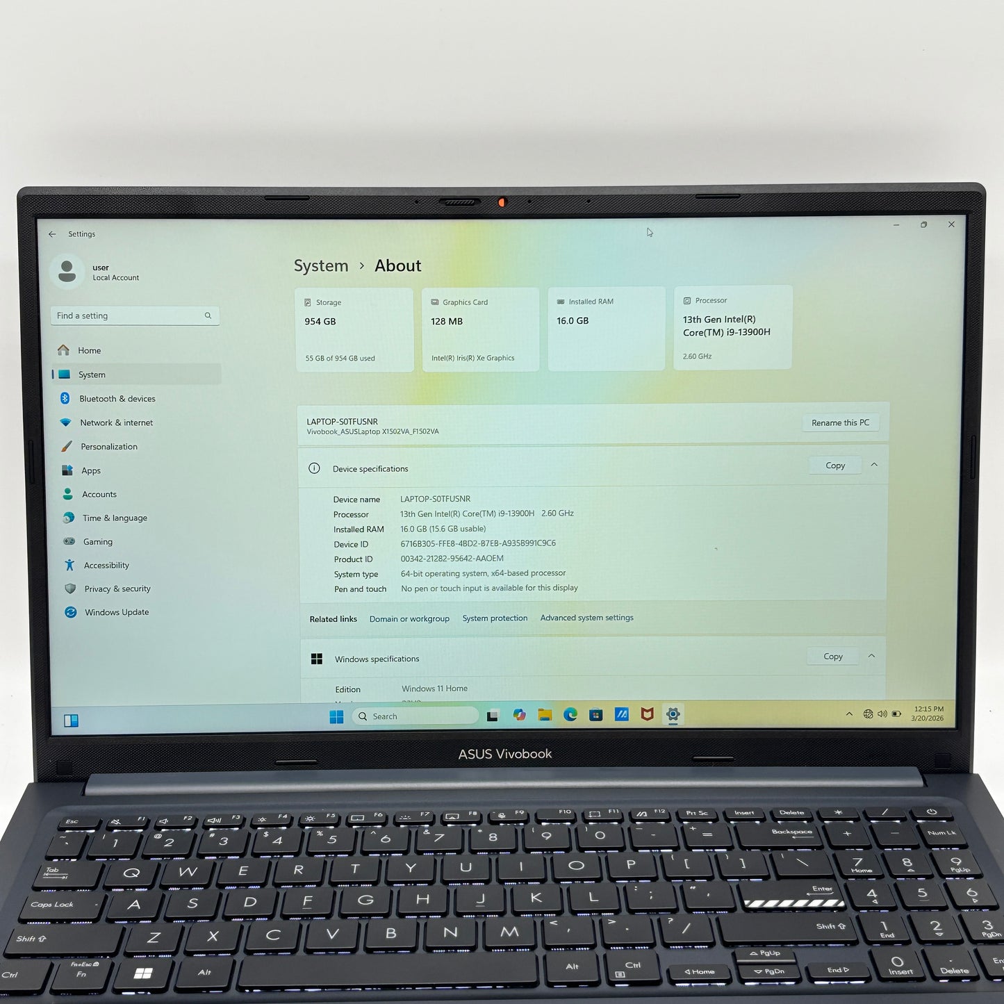 Asus Vivobook 15 F1502V 15.6" i9-13900H 2.6GHz 16GB RAM 1TB SSD