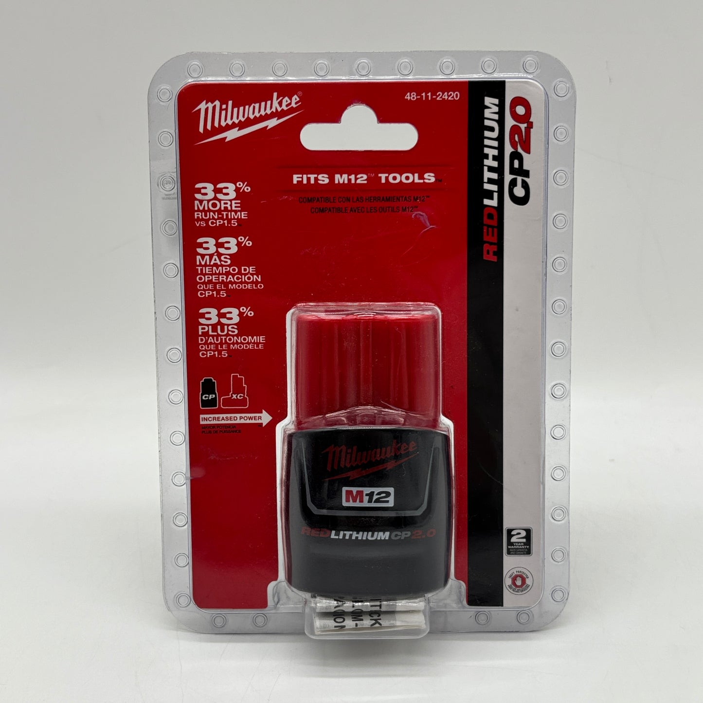 New Milwaukee 48-11-2420 M12 12V M12 CP Battery