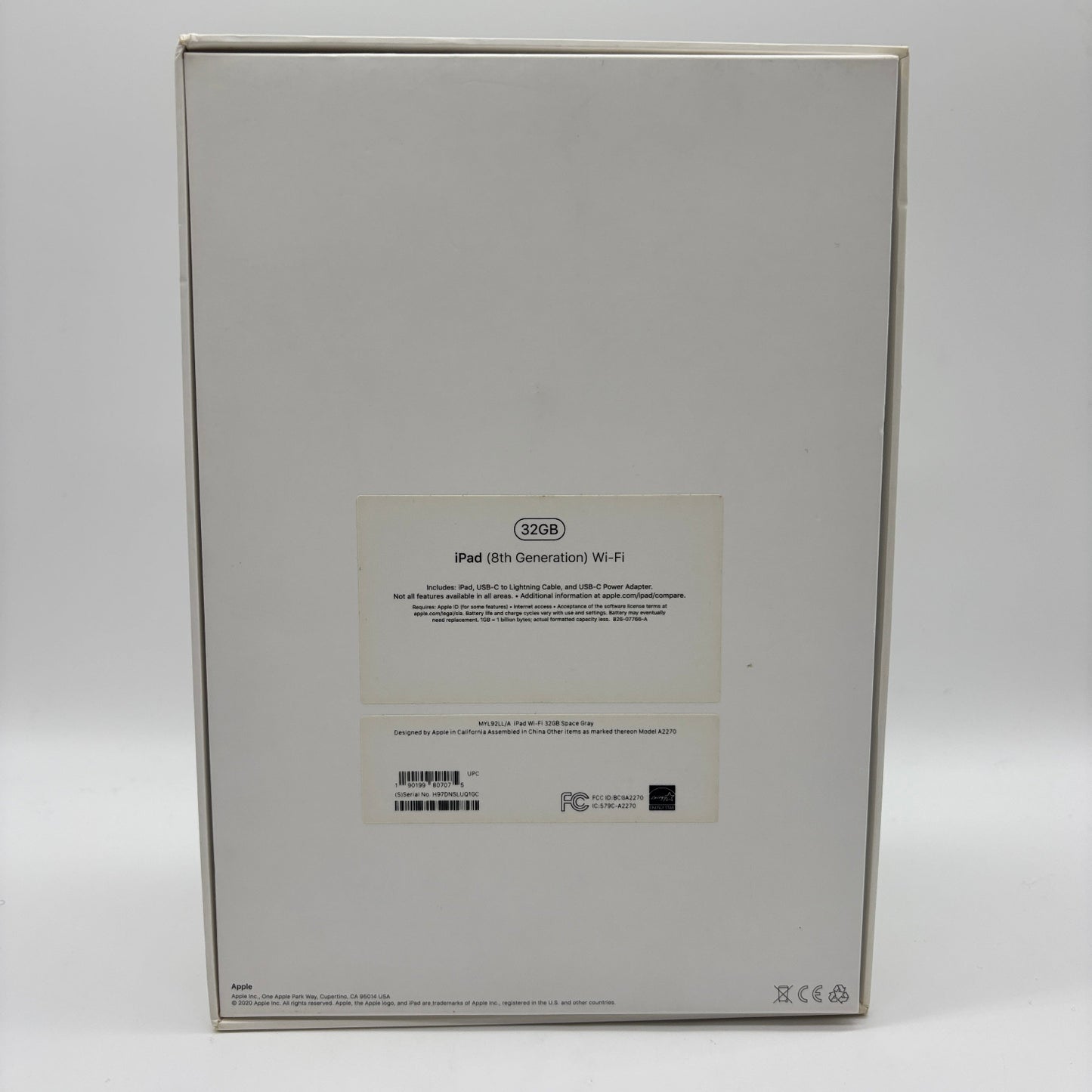 WiFi Only Apple iPad 8th Gen 32GB SPACE GRAY MYL92LL/A
