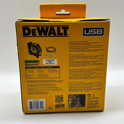 New DeWalt USB Rechargeable Green Cross Line Laser Tool DCLE14201GB