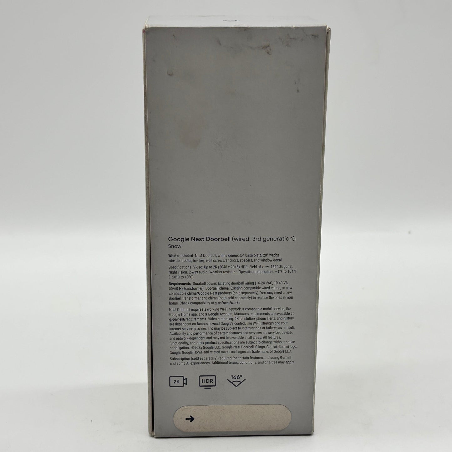 New Google Nest Doorbell 3rd Gen  Smart 2K Doorbell G6PPP