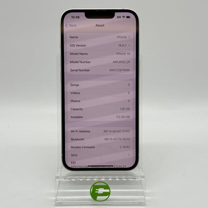 Unlocked Apple iPhone 14 128GB 18.0 Starlight MPUN3LL/A