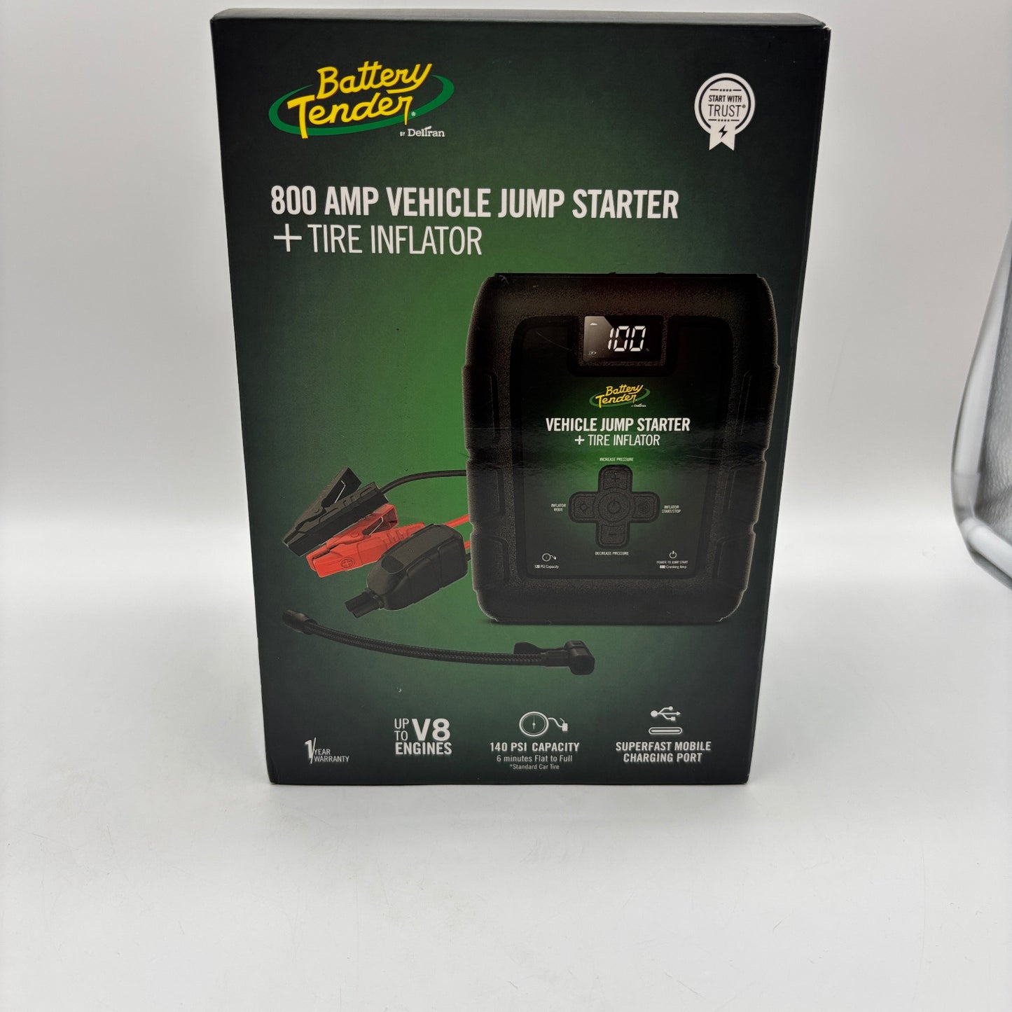 New Battery Tender 800 Amp  Vehicle Jumpstarter + Tire Inflator 030-3010-WH