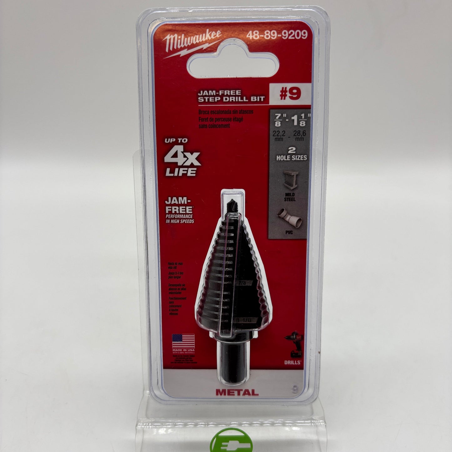 New Milwaukee #9 Jam-Free Step Drill Bit   7/8in & 1 1/8in 48-89-9209