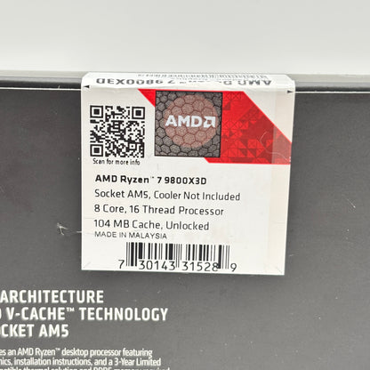 AMD Ryzen 7 9800X3D 5.20GHz 8 Core 100-000001084 16 Thread AM5