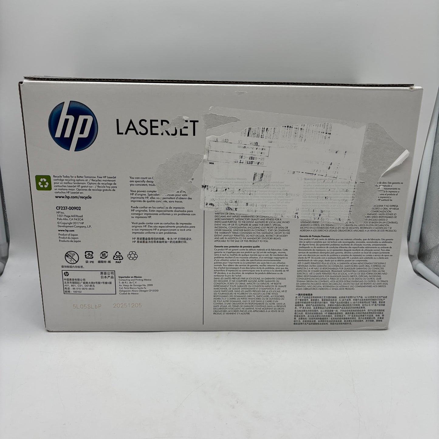 New HP 37a CF237A Black Print Cartridge MFG Date 12/2025