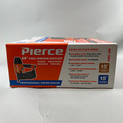 New Pierce 56388 15 Degree Professional Siding Nailer PRC-SN